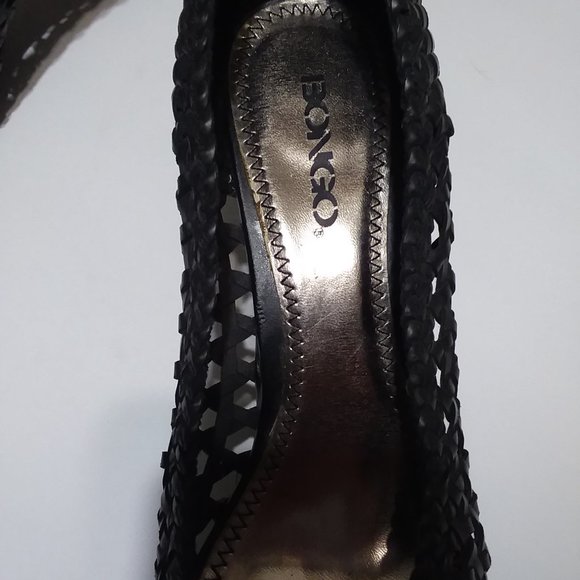 Bongo Breezy Black Woven Open Toe Heels 8.5M - Picture 3 of 5